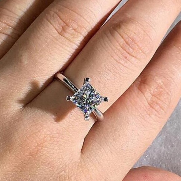 NEW 2ct Square Princess Cut Diamond Wending Ring - Picture 2 of 3